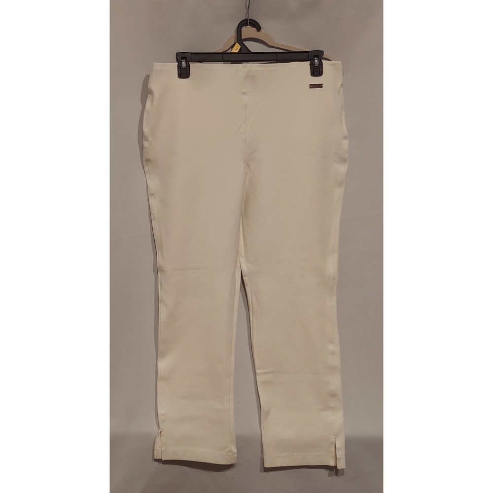 Rafaella Womens Ivory Viscose Pull-On Cropped Stretch Dress Pants Size XL NWOT